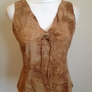 Elements by Vakko Suede Leather Vest  Size Large